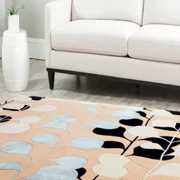 Safiya Carpet Beige Floral Hand-Tufted Woollen Carpets-image-52