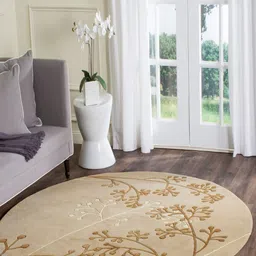 Safiya Carpet Beige Floral Hand-Tufted Woollen Carpets-image-35