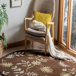 Safiya Carpet Brown Floral Hand-Tufted Woollen Carpets-image-89