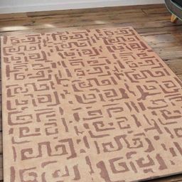 PRESTO Beige Abstract Printed Hand Tufted Wool Carpets-15