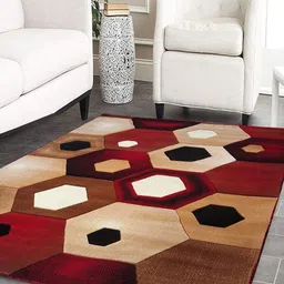 Safiya Carpet Maroon Geometric Anti-Skid Polypropylene Carpets-image-87