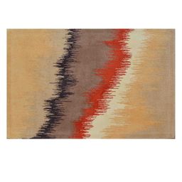 PRESTO Beige & Red Abstract Printed Hand Tufted Wool Carpet image 2