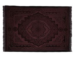Kuber Industries Brown Embossed Floral Pattern Velvet Non Slip Rectangular Carpet image 3