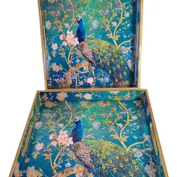 Pearl Green Printed Enamel Coated Multi-Purpose Tray in MDF Wood Kitchen &Dining Tray-image-18