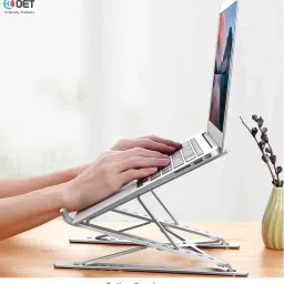 OET - A+Quality Products OET European Standard Foldable Foldable Aluminium Adjustable Laptop Stand Compatible with Mac Book and All Model Laptops ( LSTD-06 ) LSTD-06 Aluminium Desk Stand Laptop Stand with Adjustable Height Compatible with Universal Laptops-image-41