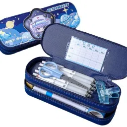 3D astonauts Pencil Case Multipurpose Zipper Pencil Pouch School Stationery Box Geometry Box-image-88