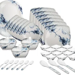 Pack of 40 Melamin Blue marbel Dinner Set-7