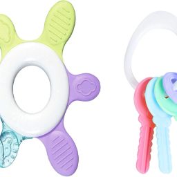 Premium Baby Water Filled Silicone Teething Toy & Key Rattle Baby Dental Care Teether and Feeder-26