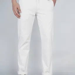 Men Regular Fit Silver Cotton Blend Trousers-image-66