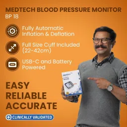 Medtech BP-18 Digital Blood Pressure Monitor – Type-C Rechargeable, Large Display Bp Monitor image 2