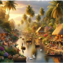 18 inch Beautiful Village Market Wall Sticker For Home, Office Poster 12x18 Inch Self Adhesive Sticker-image-32