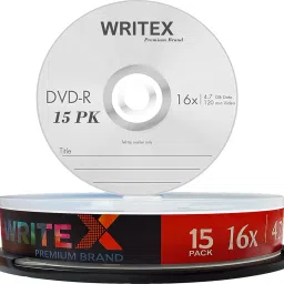 Writex DVD Recordable SPINDLE CAKE BOX PACK 0F 15 4.7 GB-0