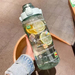 LargeCapacity Water Bottle Motivational travel bisycle gym trasparent home Straw 2000 ml Bottle-image-35