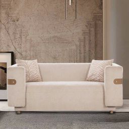 casacraft from pepperfry FiorIni Fabric 2 Seater Sofa In Oberon Parchment Colour-picture-9