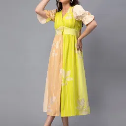 Women A-line Light Green, Beige, White Midi/Calf Length Dress-image-24