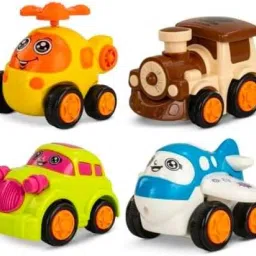 Set of 4 Unbreakable Friction Powered Toy Set of Car, Train, Plane & Helicopter-7