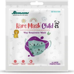 romsons Kare Mask Child 6-layer protection reusable N95 Mask with Adjustable Head Loops, Pack of 1 Kare Mask Child Water Resistant image 2