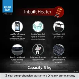 voltas beko 9 kg Fully Automatic Top Load with In-built Heater Grey image 2