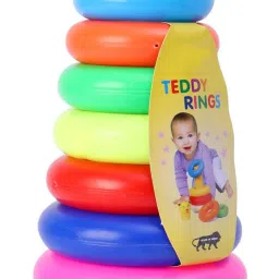 Plastic Rock-a-Stack,Teddy Rings Multicolor, Classic stacking toy with 7 colorful rings to grasp, shake, and stack.-image-0