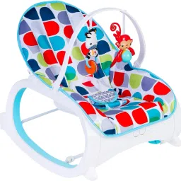 Infant To Toddler Polka Dotted Portable Rocker With Hanging Toys Blue Rocker-picture-0