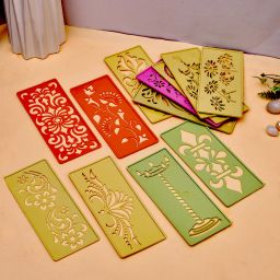 Plastic Rangoli Making Stencils for Floor Decoration (Size 3x7 cm, 12 Pcs) Rangoli Stencil-19
