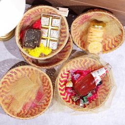 Net Covering Round Shape Bamboo Basket for Weddings,Festivals Bamboo Fruit & Vegetable Basket-image-64