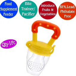 mastela Fruit/Food Feeder/Pacifier/Nibbler with Silicon Mesh in Box Packing (Yellow, Pack of 1) Teether and Feeder image 2
