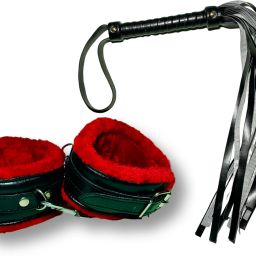Red and black handcuff and flogger Leather Soft Toy For Dog-image-67