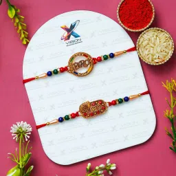 xvision Designer Rakhi with Almond Assorted Chocolates – Raksha Bandhan Special Hamper Assorted Rakhi Set image 2