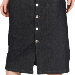 Women Solid Straight Black Skirt-image-28