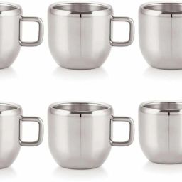 Pack of 6 Stainless Steel Tea & Coffee Cups| Stainless Steel Double Wall Cup| Small Cute Cup-image-82