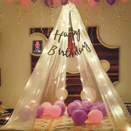 Solid Net Curtain Decoration With Led For Birthday Decoration Purple pink set of 33 Balloon-19