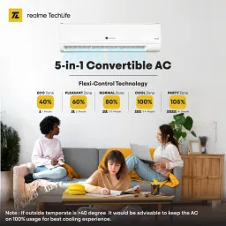 realme techlife 2025 Model 1 Ton 3 Star Split Inverter 5-in-1 Convertible with Rapid Cool Technology Smart AC with Wi-fi Connect - White image 2