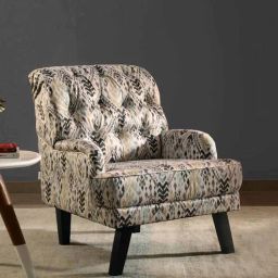 casacraft from pepperfry Broomedge Fabric Full Back Lounge Chair In Abstract Yellow Print-picture-16
