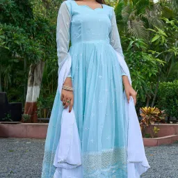 Embroidered Georgette Stitched Anarkali Gown-image-37