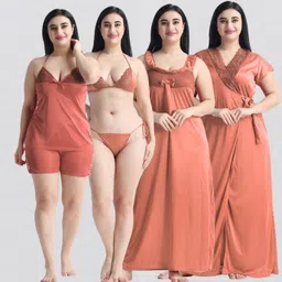 night keys Pack of 6 Women Nighty with Robe-picture-21