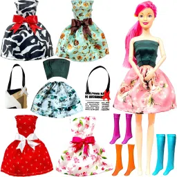 - Doll Set Folding Hands And Legs With Extra 5 Dresses And Aceessories-image-73