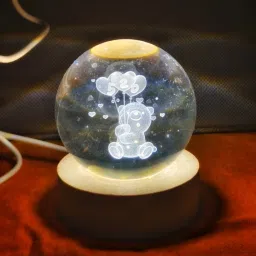 3D Teddy Bear Crystal Ball LED Lamp. Table Lamp-10