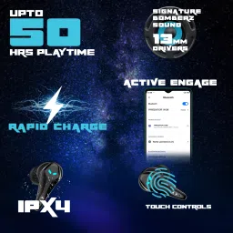 hoppup Predator Xo3 Gaming Earbuds with 35MS Low Latency, 13MM DRIVERS & 50H PlayTime Bluetooth Headset image 2