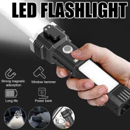 rectitude Multifunctional LED Safety Lamp Breaking Hammer Emergency Hiking with Side Light Torch image 3