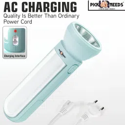 daily needs shop 50 Watt Rechargeable Torch Light With 2 Mode LED + Bright Tube Light Long Backup 5 hrs Torch Emergency Light image 5