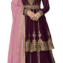 Semi Stitched Georgette Kurta & Palazzo Material Embellished-image-0