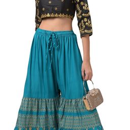 Women Regular Fit Blue Viscose Rayon Trousers-image-16