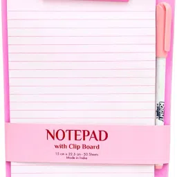 A5 Notepad with Clip Board & Pen 50 Ruled Sheets | Writing Pad for Office-18
