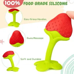 smiley mia Baby Rattle nibbler with fruit shape teether for new born baby & infant Teether and Feeder image 3