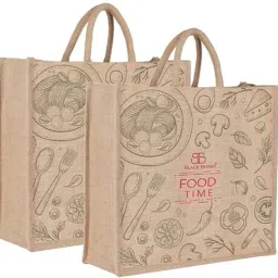 Big Eco Cotton Jute Shopping Bags for Carry Milk Grocery fruits Pack of 2 Grocery Bags-image-74