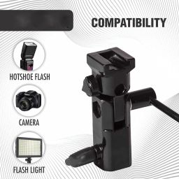 Hiffin S1 Umbrella Bracket Heavy Duty Flash Light Stand Umbrella Holder B Bracket Speedlite Holder (CNC Aluminium) in Black Color Folding Flash Bracket image 4