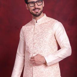 Men Woven Design Nehru Jacket-image-2