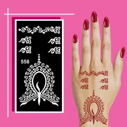 Pretty Flower Band Mehndi Stencil Stickers For Fingers And Palm Wedding-image-64