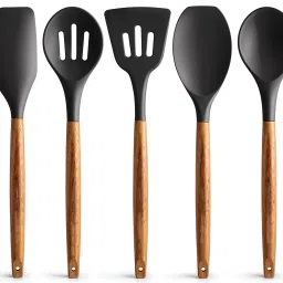 Silicone Spatula Cooking Set with Wooden Handles for Non-Stick Cookware Kitchen Tool Set-5